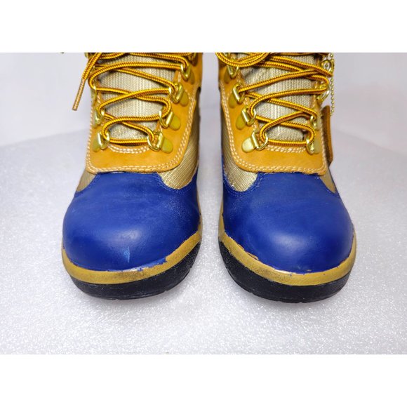 Hand-Painted Distressed Tan Wheat Timberland Grade School Field Boots Boys Sz 4 - Picture 7 of 12